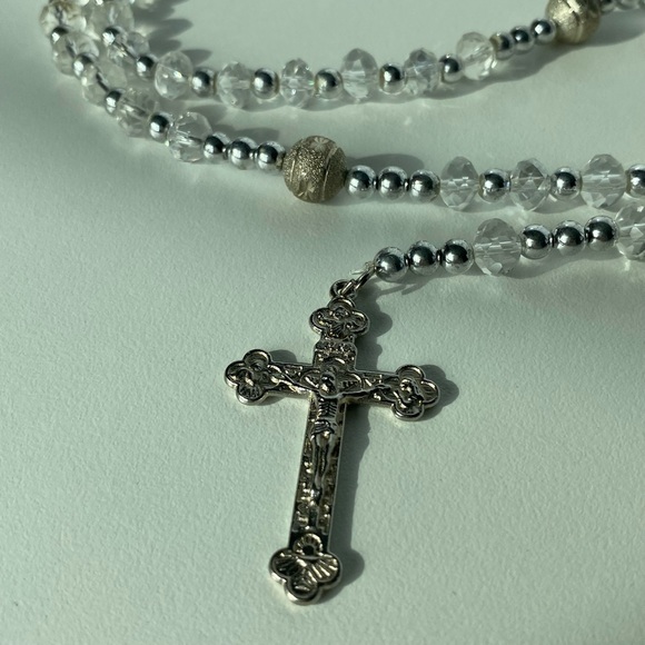 Catholic Rosary (Clear Beads) Necklace - Picture 4 of 6